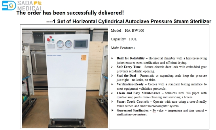 100L Horizontal Steam Autoclave Delivered to Tanzania SADA Medical