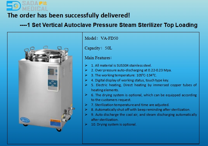 50L Vertical Steam Autoclave Delivered to Hungary