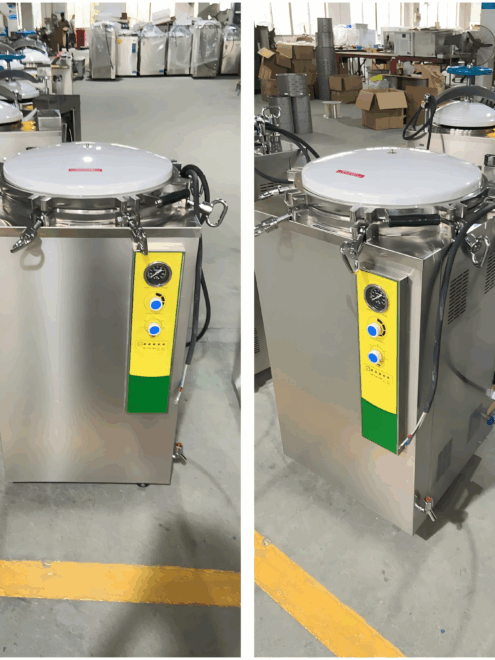 Display of the front and side structures of the sterilizer