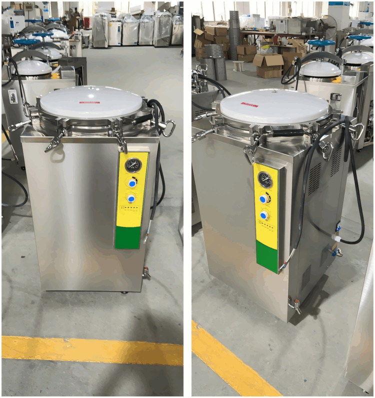 Display of the front and side structures of the sterilizer