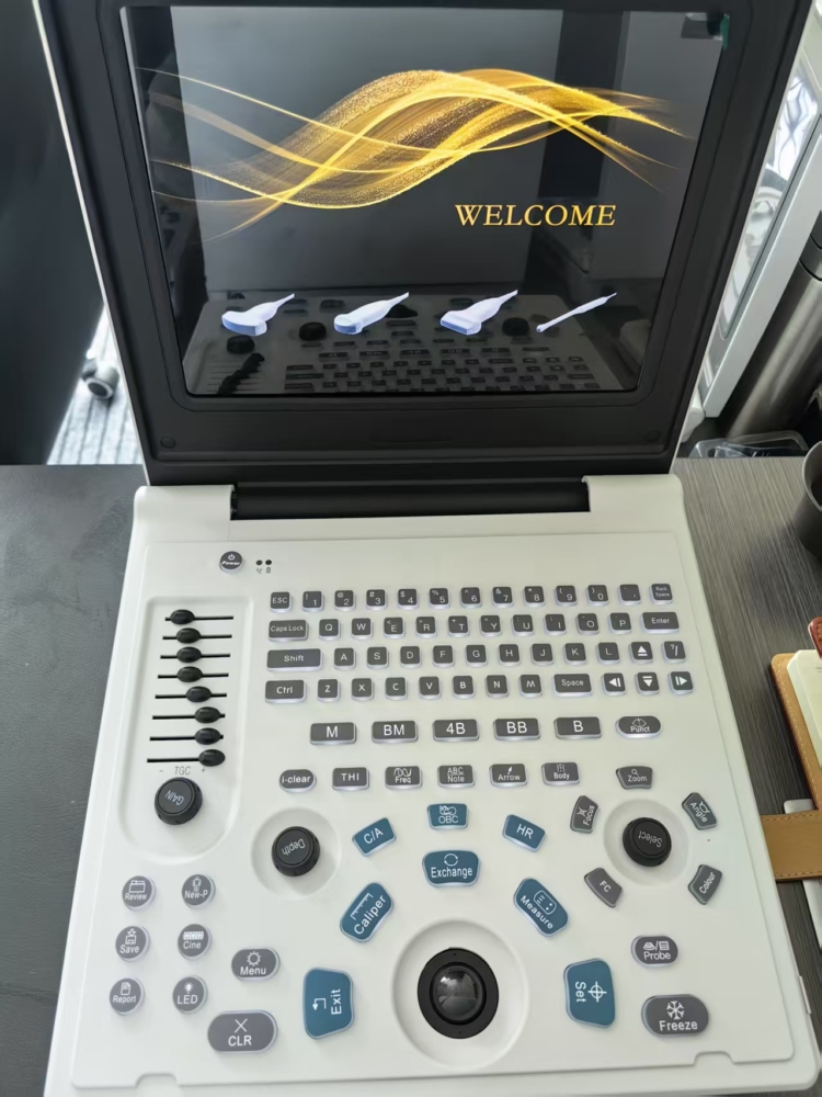 Laptop-style ultrasound machine with dual probe ports