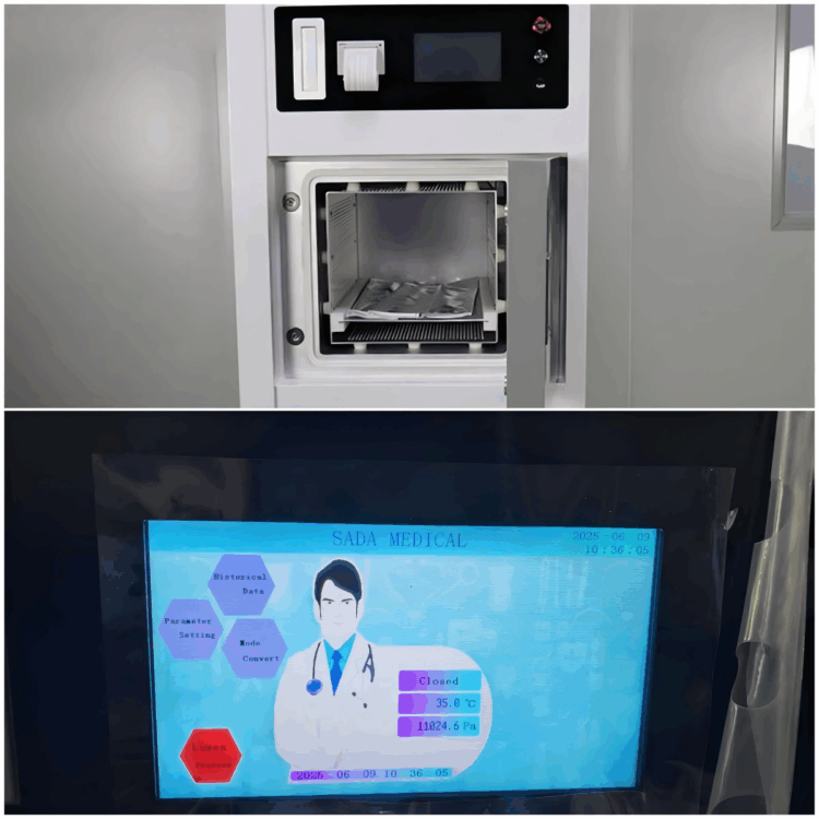Sterilizer-details-display-PLC-touch-operation-screen-Stainless-steel-sterilization-chamber.