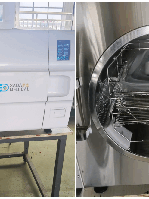 The appearance of the benchtop sterilizer and the stainless steel sterilization chamber
