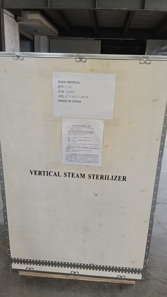 VA-SM100 autoclave packed and ready for shipping to Nigeria