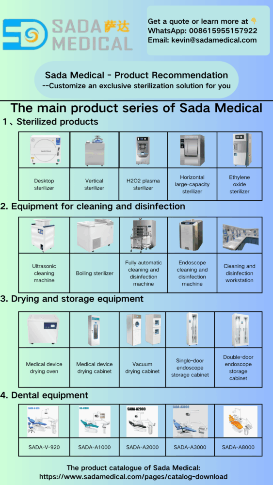 Sada Medical offers you a complete set of CSSD equipment, including various sterilizers, cleaning and disinfection devices, drying cabinets, and so on.