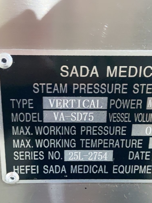 SADA Medical VA-SD75 Autoclave with Safety Lock and Pressure Relief System