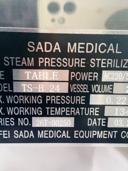 Specifications of SADA Medical TS-B24 Table Top Dental Steam Sterilizer